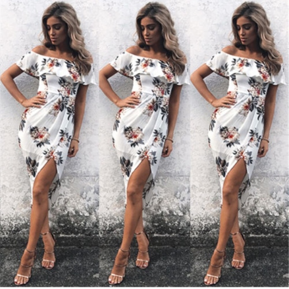 White Off the Shoulder Floral Dress NWT